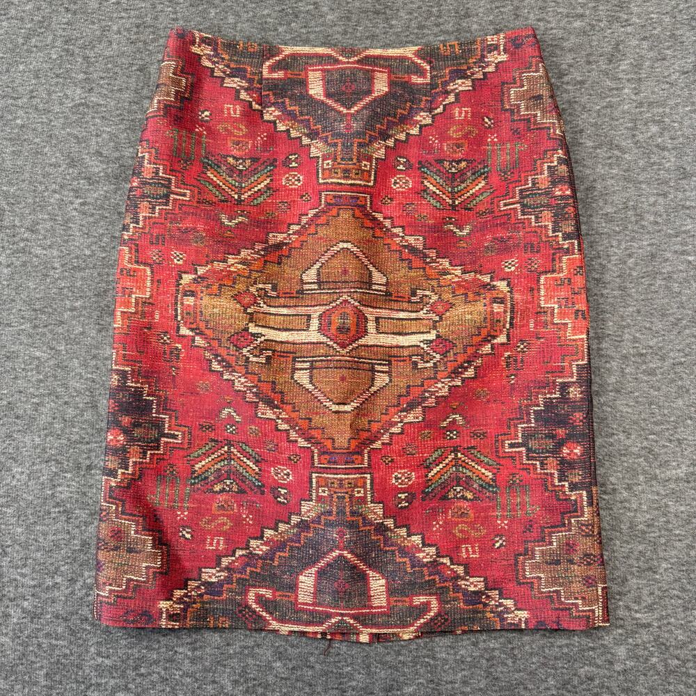 Tory Burch KERA Wool Silk Blend Southwestern Western Pencil Skirt Size 2